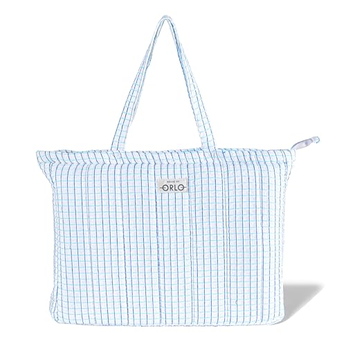 Image of Premium Cotton Waffle Quilted Tote Bag, Large Spacious Handbag for College, Office, Work, Travel, Shopping & Daily Use
