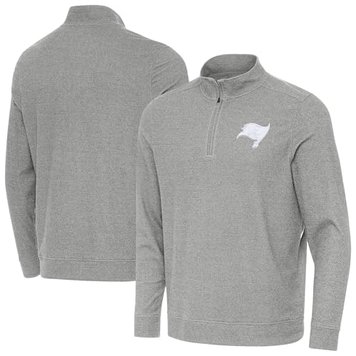 Antigua Men's Heather Gray Tampa Bay Buccaneers Subtle Quarter-Zip Jacket