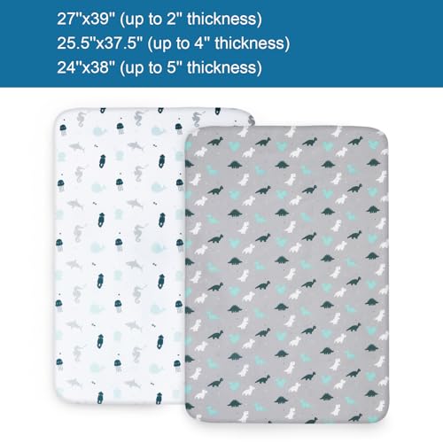 Image of Pack and Play Sheets, Pack n Play Sheets, Mini Crib Sheets 2 Pack | Ultra Soft Pack n Play Mattresses Sheets Compatible with Graco Pack n Play, Soft and Breathable, Grey