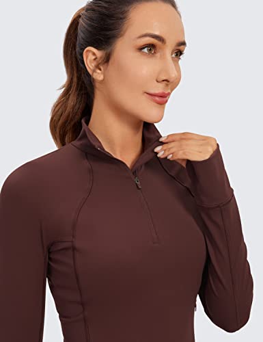Image of CRZ YOGA Butterluxe Half Zip Crop Top | Workout, Extremely Soft, Slim Fit, Thumbholes, Side Pocket, Long Sleeve Shirts for Women