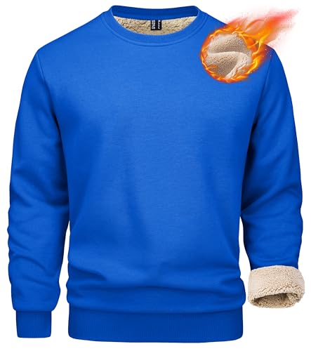 MAGCOMSEN Men's Sherpa Lined Sweatshirts Fleece Pullover Basic Tops Warm Crewneck Winter Sweatshirt