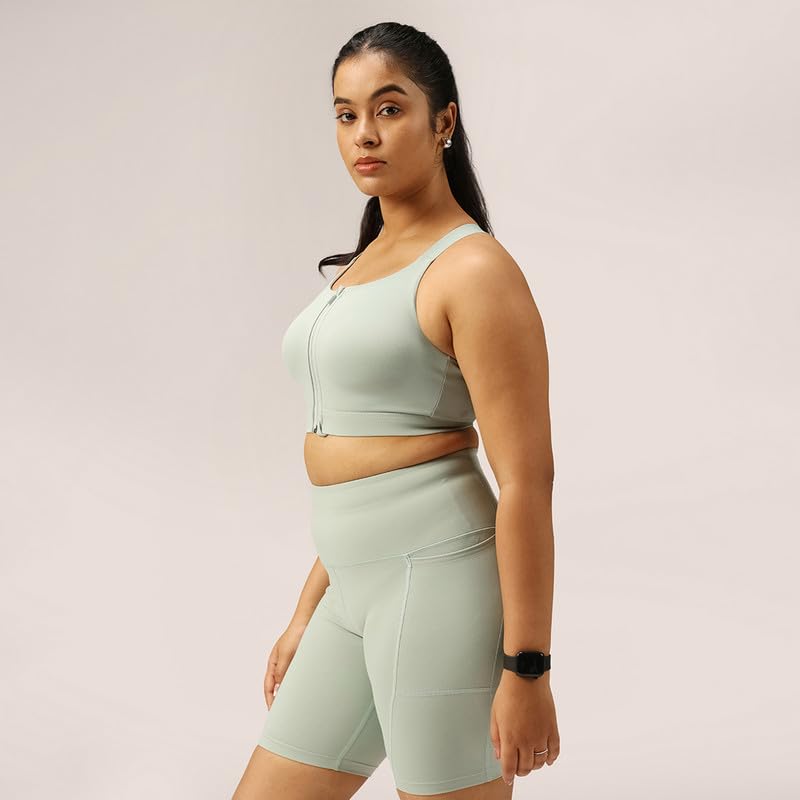 Image of BlissClub Zip-Up Sports Bra | Front Zip Closure | Attached Hook for Extra Support | Adjustable Straps | Removable Cups