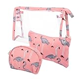 MUCKLILY Bolsa de Cosméticos de Viaje 3 Piezas Portátil Diseño de Cisne, Neceser Pequeño Tamaño, Material Duradero y Cremalleras Selladas, Adecuado para Organizar Maquillaje y Artículos