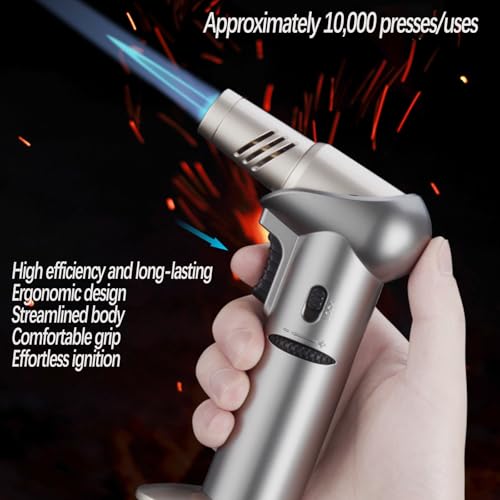 Encendedor de butano recargable resistente al viento y llama ajustable para exterior 3