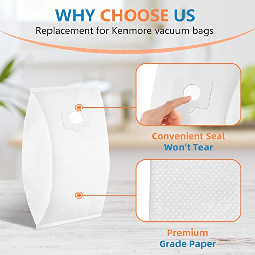 Type Q/C 53292 Hepa Vacuum Cleaner Bags Fit For Kenmore Canister Vacuum Bags C/Q 5055 50557 50558 53291 20-53292 Models, 200 400 600 700 800 Series Canister Vacuum Cleaners (12 Pack) #TOP5