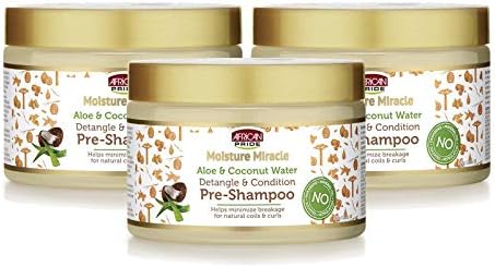 African Pride Moisture Miracle Aloe & Coconut Water Pre-Shampoo - Helps Minimize Breakage for Natural Coils & Curls, Detangles & Conditions, 12 oz (3 Pack)