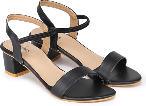 Image of Picktoes Pt-gd602 Women's Black Synthetic Leather Casual Heel Sandal