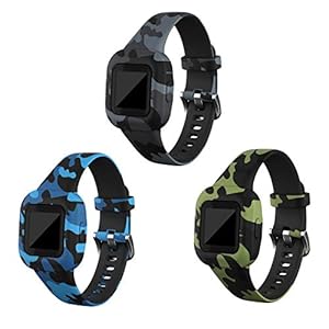 RuenTech Compatible with Garmin Vivofit jr 3 Bands, Replacement Silicone Wristband Camouflage Watch Straps for Kid’s…