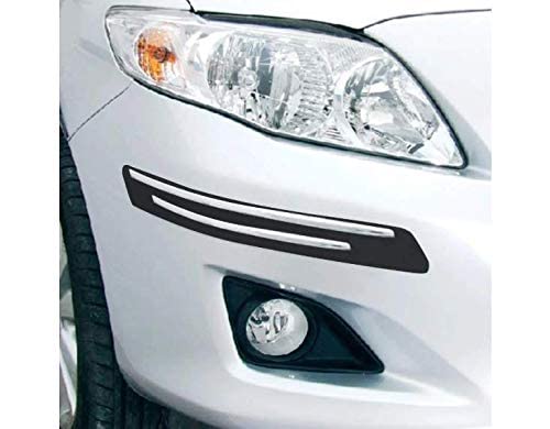 Image of LakhanPal Car Bumper Protector Guard with Double Chrome Strips 4Pcs - (Black) (for All Cars)