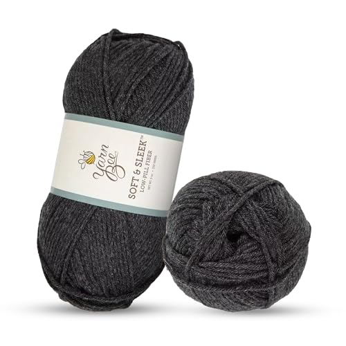 Image of Hobby Lobby Yarn Bee Soft & Sleek Yarn, 42 Dark Heather Gray | 4 Medium Weight, 100% Low Pill Acrylic, 232 Yards Per Skein