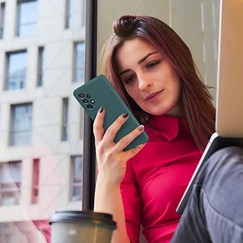 Image of LOXXO Microfiber Candy Case Compatible for Samsung Galaxy A32 4G Shockproof Slim Back Cover Liquid Silicone Bumper Camera Protective Phone Cover (Forest Green)