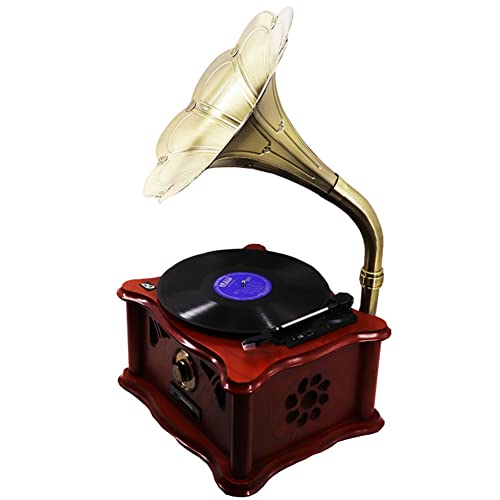 Tourne-disque vinyle vintage nostalgique avec klaxon en laiton, Bluetooth, radio FM, haut-parleurs stéréo, USB, platine à 3 vitesses, parfait pour les amateurs de musique à l’ancienne - Les Beatles, Paul McCartney, John Lennon, RIngo Starr, George Harrison Tourne-disque vinyle vintage nostalgique avec klaxon en laiton, Bluetooth, radio FM, haut-parleurs stéréo, USB, platine à 3 vitesses, parfait pour les amateurs de musique à l'ancienne