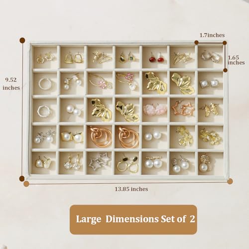 Image of Large Velvet Jewelry Tray Display Drawer Inserts 2 Pack