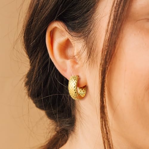 14K Gold Earrings for Women Gold Earrings for Sensitive Ears Hypoallergenic Small Hoop Earring 20mm3