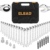 ELEAD 33-Piece Combination Ratchet Wrench Set | SAE & Metric Sizes (1/4
