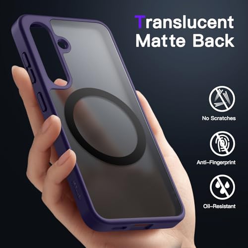 Image of JETech Magnetic Cover Case for Samsung Galaxy S24 5G, Compatible with MagSafe, Translucent Matte Back Shockproof Phone Cover (Cobalt Violet)