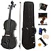 ï»¿Mendini By Cecilio Violin For Kids & Adults -Â 4/4Â MVÂ Metallic BlackÂ Violins, Student or Beginners Kit w/Case, Bow, Extra Strings, Tuner, Lesson Book - Stringed Musical Instruments