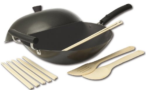 Joyce Chen 21-9980, Classic Series Carbon-Steel Nonstick Wok Set, 12-Piece