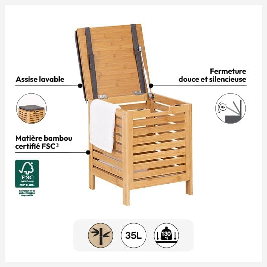 Product packaging for 5 five simply smart Bamboo Storage Bench