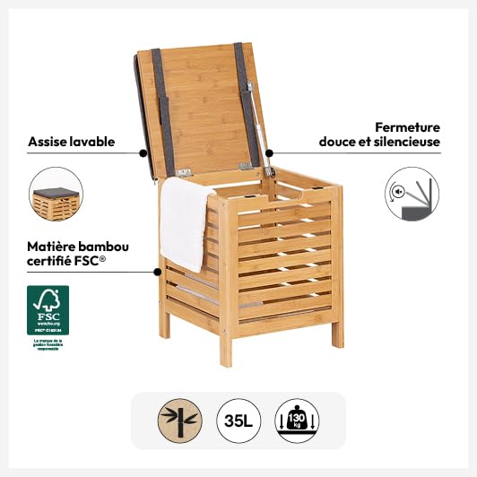 Banc de rangement en bambou meuble chaussure entrée 5five - 7