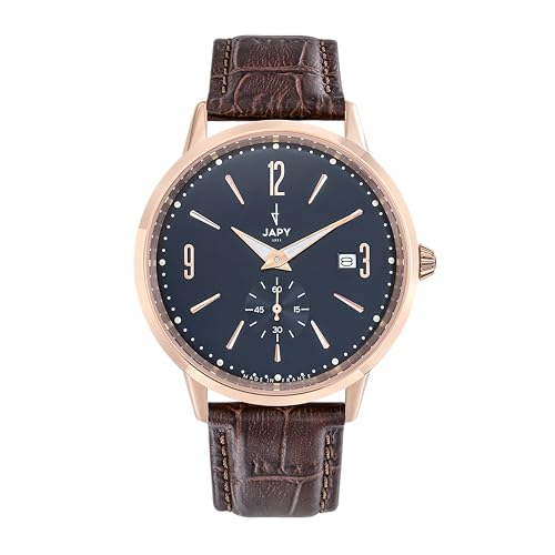 Montre JAPY Gaston 3 Aiguilles seconde cuir acier doré rose bleu 2900401
