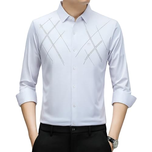 Camisa de manga larga OAKVERVE para hombre con estampado casual y botones