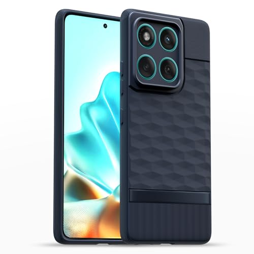 Image of Pikkme Back Cover for Motorola Moto Edge 60 5G / Motorola Moto Edge 60 Fusion 5G Soft Grip 3D Hexa Cube Texture Silicone Bumper Case (Blue)