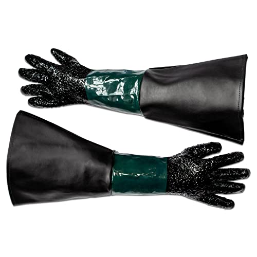Foto von 1 Paar Sandstrahlhandschuhe für Kabine SBC-220/350/420/990 | für Sandstrahlkabine 220l, 350l, 420l oder 990l | 620mm Lange Gummihandschuhe gefüttert, Innenseite Textil, mit verstärkten Nähten