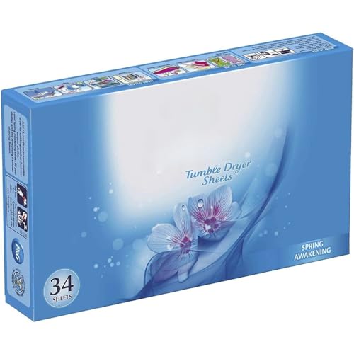 AMK Lenor Spring Tumble Dryer 34 Sheets Freshener Conditioner Laundry Softener Flat, Spring Awakening, 34 count (Pack of 1)