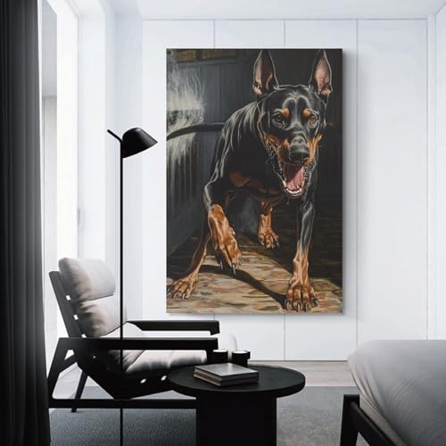 Cuadro en lienzo de Doberman con acabados de cuadros modernos para pared 3