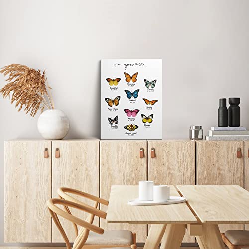 Xwelldan You Are Amazing Loved Enough Butterfly Wall Art Canvas Prints, Butterfly Lover Gifts For Women, Inspirational Quotes Wall Art Decor For Home Bedroom Girls Room, 11 X 14 Inch, Framed #TOP3