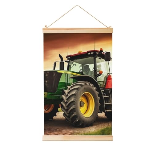 Poster tracteur vintage sur toile suspendue en bois 50x75 cm