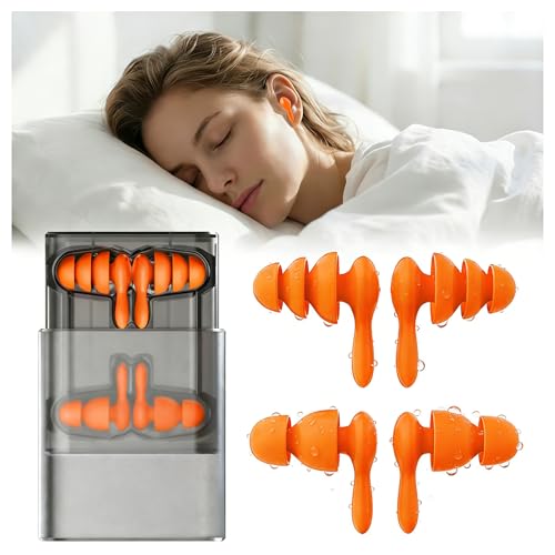 #ColaboraciónPagada<br>Tapones Oídos Ruido Dormir 2 Pares Silicona Impermeable Tapones con Aislamiento Acústico de 40 dB y Estuche para Dormir de Lado Viajes Avión Estudio y Natación
