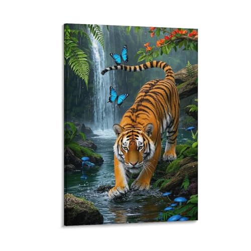 Toile tigre decoration murale grand format pour habiller un salon