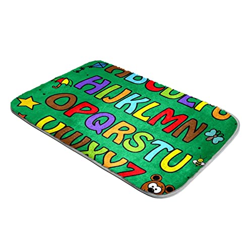 Tapis fausse fourrure vert grand confort avec alphabet imprimé poil long - 2