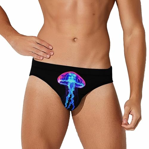 Jellyfish Blue Mens Swim Briefs Quick Dry Triangle Trunks Swimsuit Swimming Bikini Swimwear