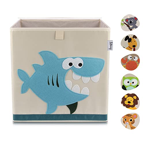LIFENEY Aufbewahrungsbox Kinder mit Hai Motiv I Spielzeugbox mit Tiermotiv...