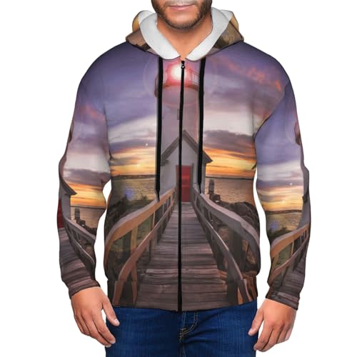 Sweat à capuche zippé homme manches longues veste décontractée Lighthouse