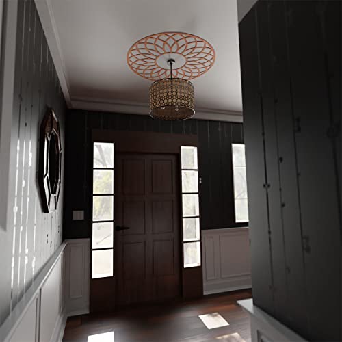 Image of Ekena Millwork 36 inchOD x 12 1 /4 inchID x 3 /8 inchT Cannes Wood Fretwork Pierced Ceiling Medallion, Cherry
