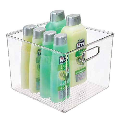 mDesign Deep Plastic Storage Bin Tote with Handles for Organizing Hand Soaps, Body