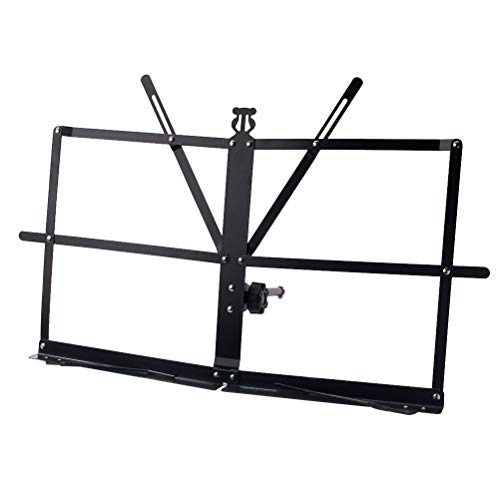 TC01 Folding Tabletop Music Stand Metal Sheet Music Holder Foldable for Guitar Piano Violin Guitar Parts Accessories (Black)