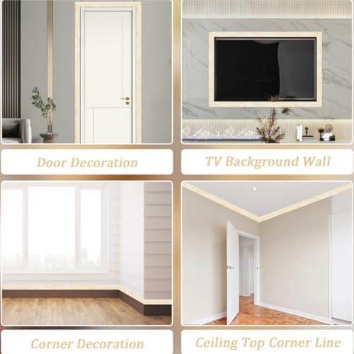 Image of GORGECRAFT 90.55x3.11 Inch 3D Wall Edging Self Adhesive Foam Molding Peel Stick Wallpaper Border Trim Flexible Decorative Lines Trim for Countertops Mirror Wall Ceiling DIY Decor (Navajo White)