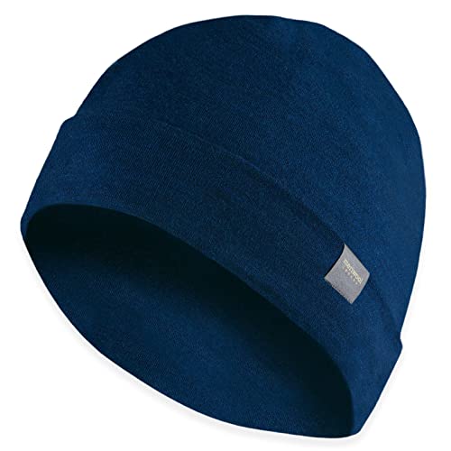 MERIWOOL Unisex Merino Wool Cuff Beanie Winter Hat for Men and Women Navy