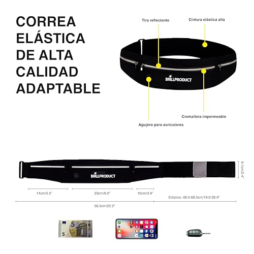 BRILLPRODUCT Riñonera Running/Riñonera Deportiva para Hombre y Muger + Cordon de Silicona Magnetico para Auriculares Inalambricos/Porta Movil (Móviles de Cualquier tamaño) para Correr, Bici Y GIM. - imagen 9