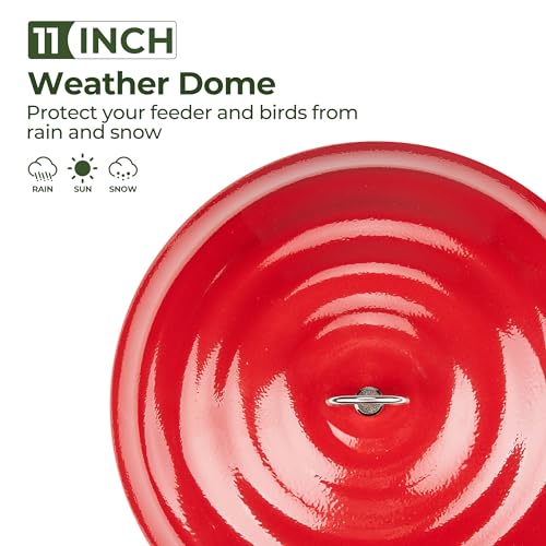 Kingsyard 11 Inch Metal Weather Protective Dome, Large Rain Guard Cover, Hanging Baffle for Outdside Bird Feeders, Rust Proof & Easy to Clean, Red by Kingsyard - Image 3