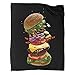 Hamburger de nourriture de couverture de flanelle d'impression 3D, peluche super douce confortable jette la couverture hamburger de nourriture pour le fauteuil de lit de salon,