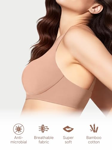 Image of Enamor Bamboo Cotton IO05, Plunge, Everyday Women's T-Shirt Bra - 3X Softer, 4X More Absorbent & Antimicrobial, Padded, Wirefree, High Coverage