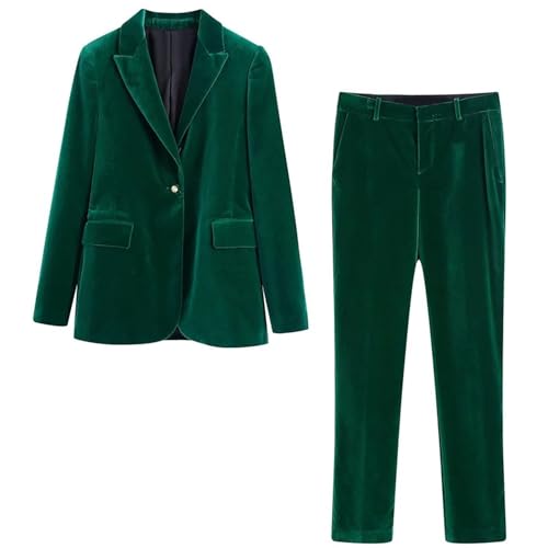 Costume en velours femme style tuxedo veste cintrée et pantalon de soirée raffiné