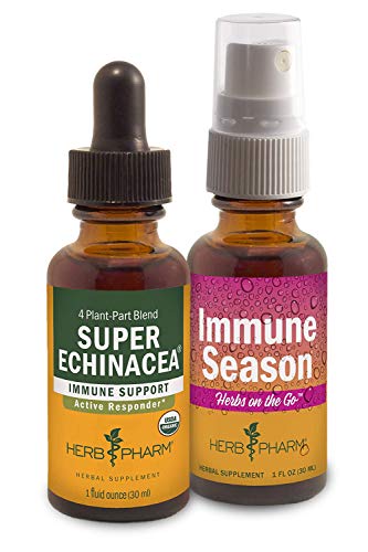 Herb Pharm Super Echinacea Kit - Includes Organic Super Echinacea Liquid Extract, 1 Ounce & Herbs On The Go: Immune Season Portable Spray, 1 Ounce #TOP7