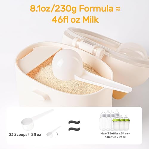 Image of NCVI Formula Container To Go, Portable Formula Dispenser with Scoop, White | Leakproof Travel Formula Holder For Newborn Infant, Fit Diaper Bag Backpack, Quick Ready To Brew Milk On The Go